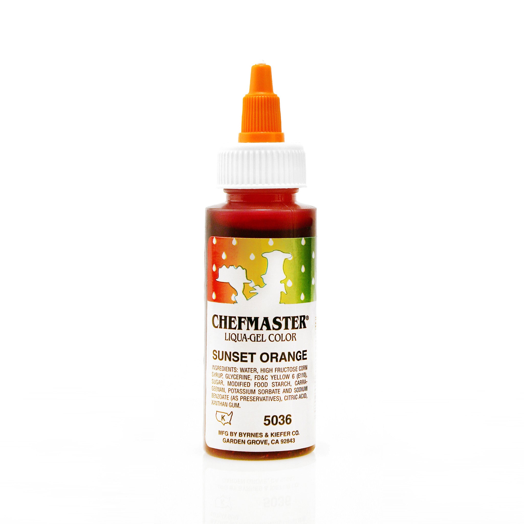 Chefmaster Sunset Orange Color Liqua-Gel (2.3 oz Bottle)