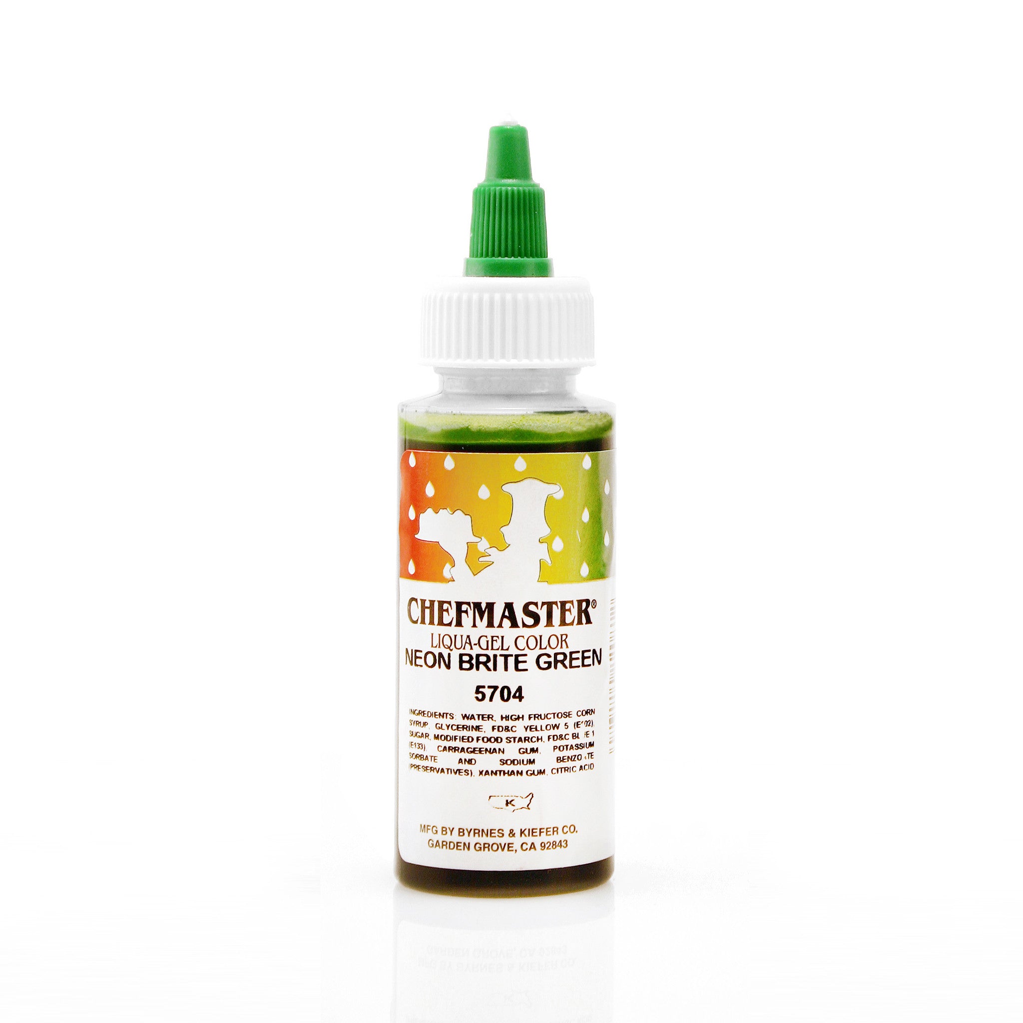 Chefmaster Neon Brite Green Color Liqua-Gel (2.3 oz Bottle)