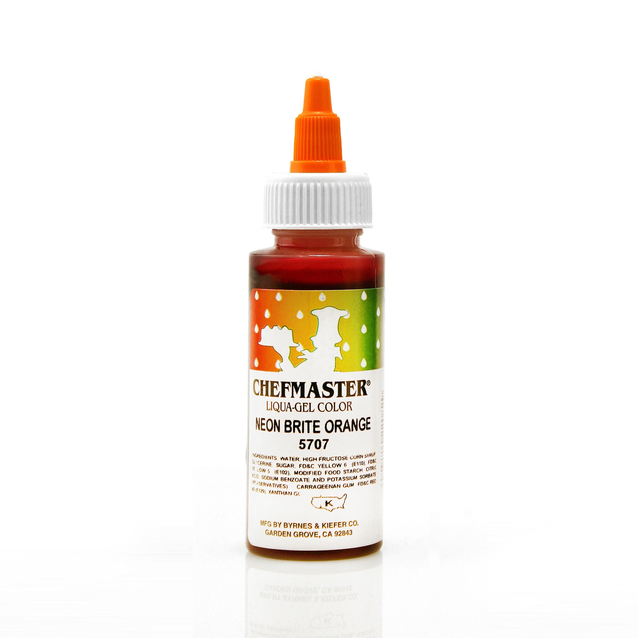 Chefmaster Neon Brite Orange Color Liqua-Gel (2.3 oz Bottle)