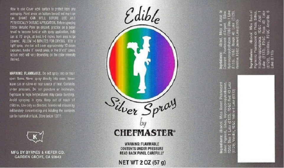 Chefmaster Edible Silver Color Spray (2 oz Can)