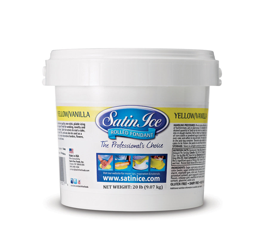 Satin Ice Yellow Vanilla Rolled Fondant Icing (20 lb. Pail)
